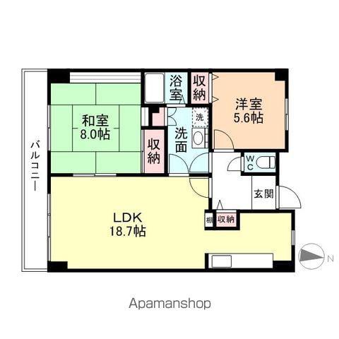 花見橋ハイツ(2LDK/7階)の間取り写真