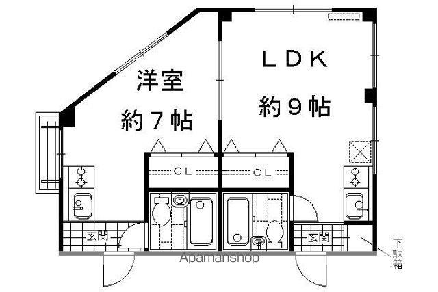 レディースコーポハヤフネ(1LDK/2階)の間取り写真