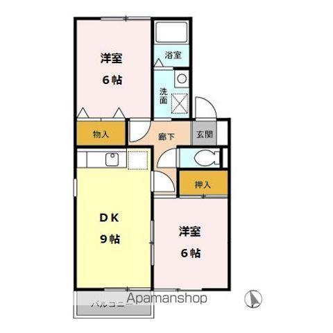 サンハイムS&H(2DK/1階)の間取り写真