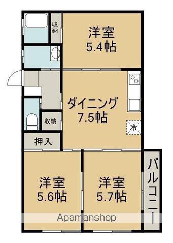 ヴェルヴェゾン土器(3DK/2階)の間取り写真