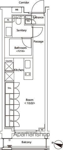 カスタリア新宿夏目坂(ワンルーム/2階)の間取り写真
