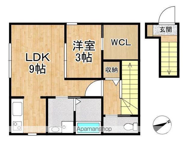 エクラス水口本町(1LDK/2階)の間取り写真