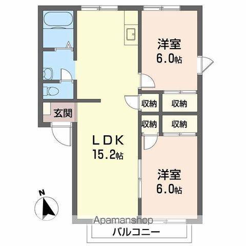 ヴィラ橋本 A・B棟(2LDK/1階)の間取り写真