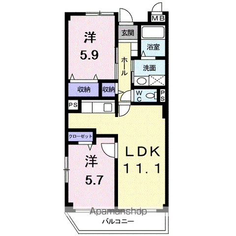 ANNEX-Ⅱ(2LDK/1階)の間取り写真