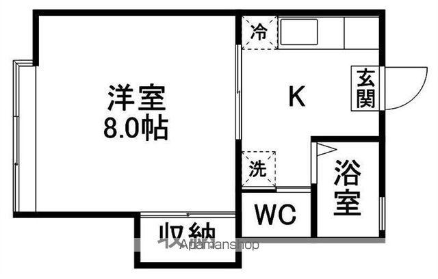 ピースフル台原第2(1K/1階)の間取り写真
