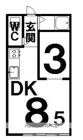 スカイパレスⅦ(1DK/1階)の間取り写真
