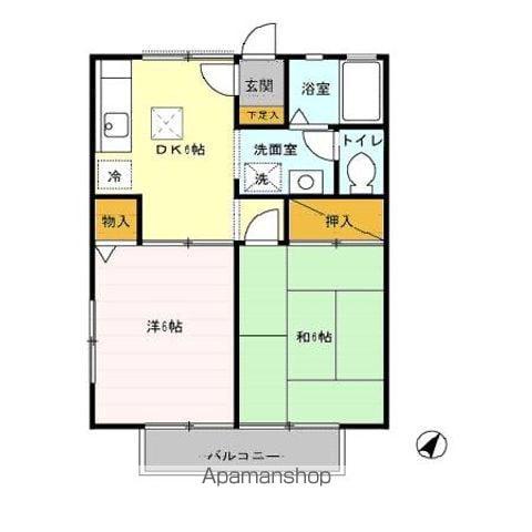 サントビーヒルズD(2DK/1階)の間取り写真