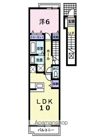 アルドーレA(1LDK/2階)の間取り写真