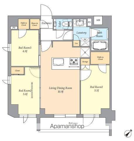 AIFLAT渋谷西原(3LDK/4階)の間取り写真