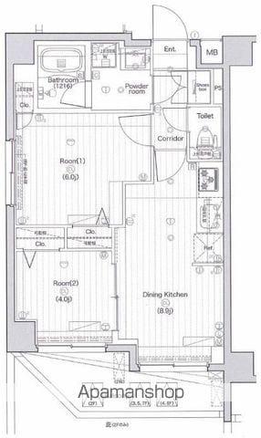 PREMIUM CUBE 両国(2DK/2階)の間取り写真