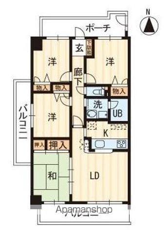 サーパス木太公園(4LDK/3階)の間取り写真