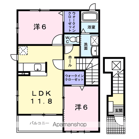 メルシープラザⅡ(2LDK/2階)の間取り写真