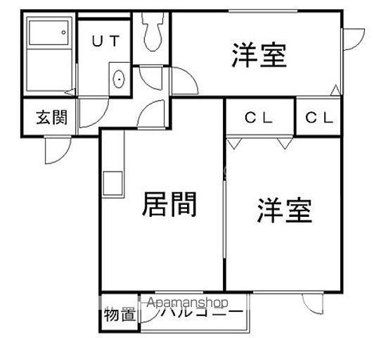 ノース季実の里Ⅴ(2DK/2階)の間取り写真