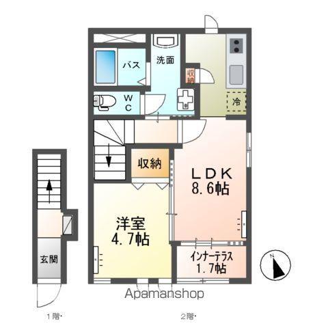 AMBITION Ⅱ(1LDK/2階)の間取り写真