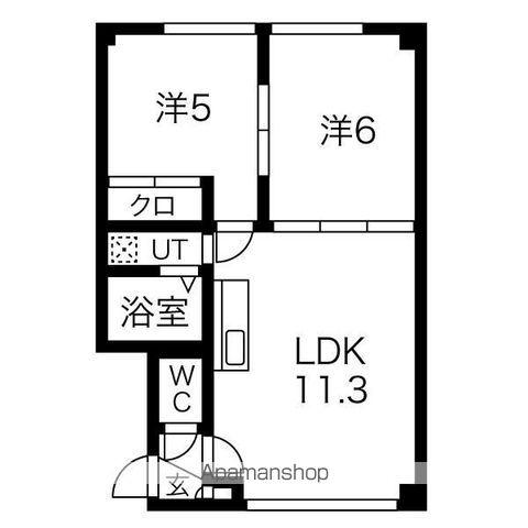 クレアール月寒B(2LDK/2階)の間取り写真