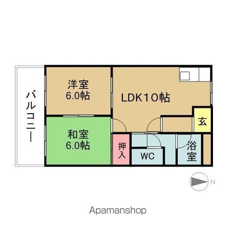 コットンハウスⅠ(2LDK/2階)の間取り写真