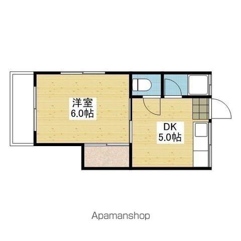 マンスリー・ワン・オグリ(1DK/1階)の間取り写真