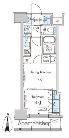 パークアクシス錦糸町ウエスト(1DK/4階)の間取り写真