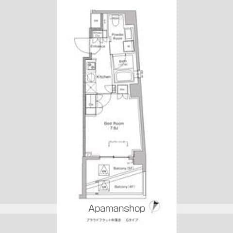 プラウドフラット中落合(1K/4階)の間取り写真