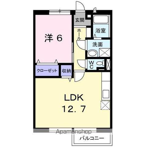 ニューエルディム浅野(1LDK/2階)の間取り写真