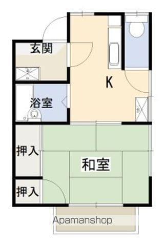 グリーンサイドこだま(1K/2階)の間取り写真