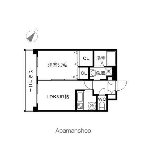 レジディア高宮(1LDK/5階)の間取り写真