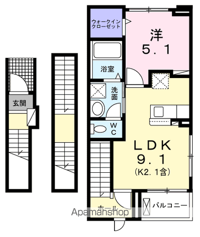 ルピナス・K(1LDK/3階)の間取り写真