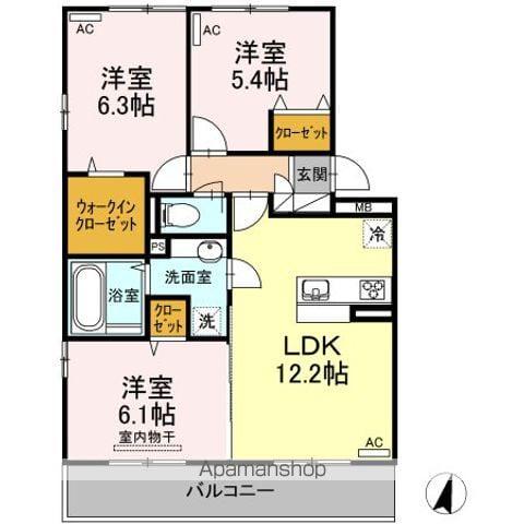 ウエスト ヴィレッジⅢ(3LDK/3階)の間取り写真