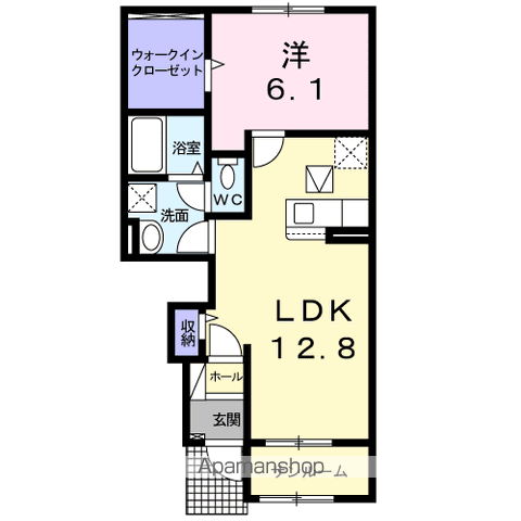 紫陽花・Ⅶ(1LDK/1階)の間取り写真