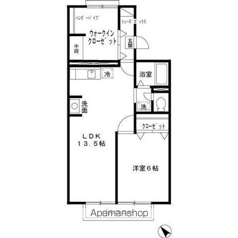 セジュール真野(1LDK/2階)の間取り写真