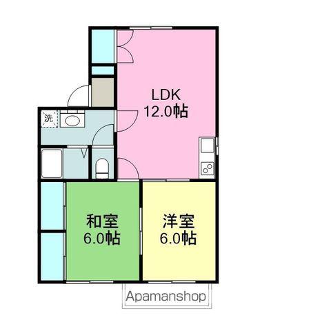 ソレアードⅡ(2LDK/2階)の間取り写真