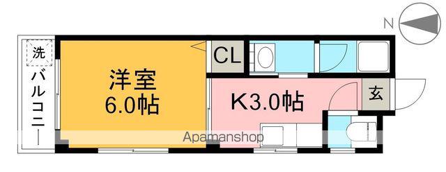 第二登勢(1K/4階)の間取り写真