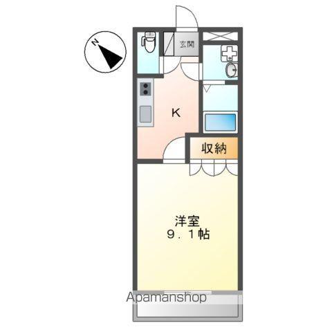 グランディール(1K/1階)の間取り写真