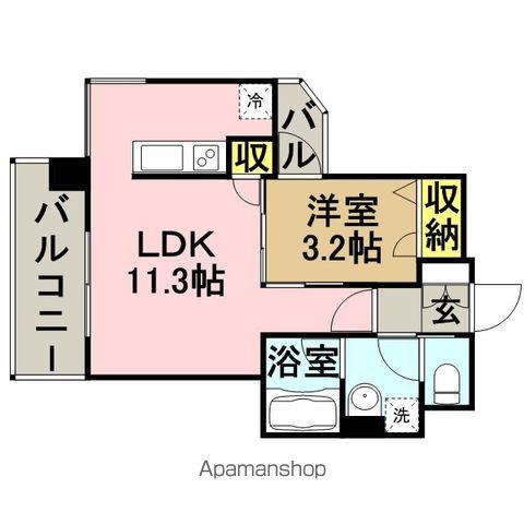ビエネスタ千代県庁口(1LDK/13階)の間取り写真