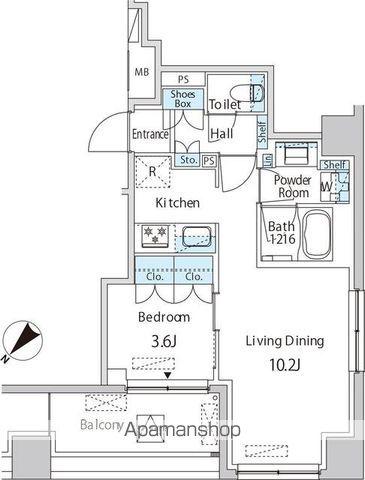 エムエー月島(1LDK/6階)の間取り写真