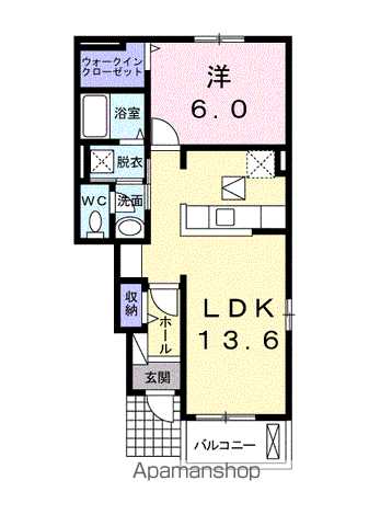 ピーメイルB(1LDK/1階)の間取り写真