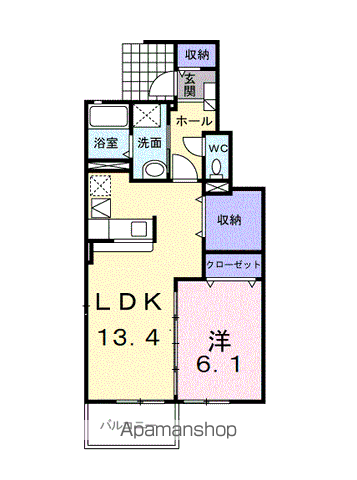 フォンテーヌ(1LDK/1階)の間取り写真
