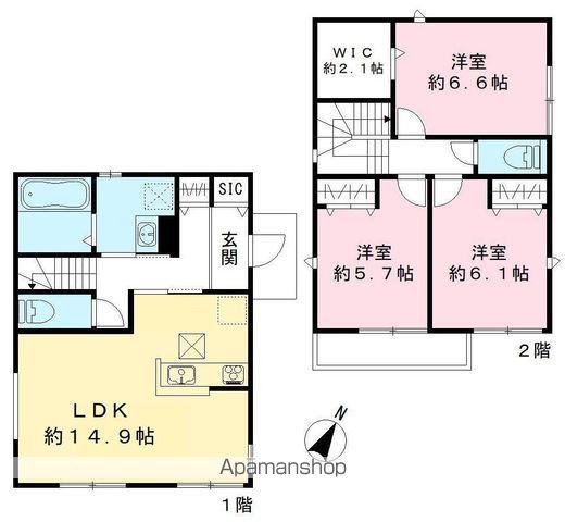 常磐線 柏駅 徒歩25分 2階建 築2年(3LDK)の間取り写真