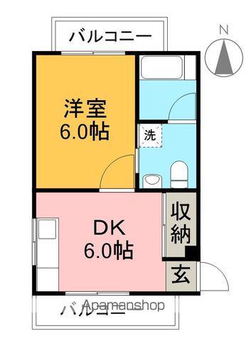 コーポすずき3(1DK/5階)の間取り写真