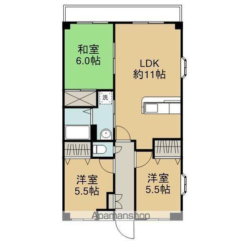 クラールハイト秋本(3LDK/4階)の間取り写真