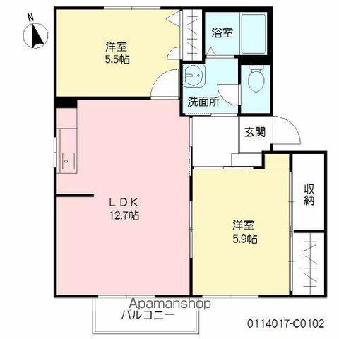 フォーレス二本榎 C棟(2LDK/1階)の間取り写真