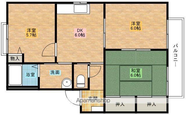 フレグランスガーデンB棟(3DK/2階)の間取り写真