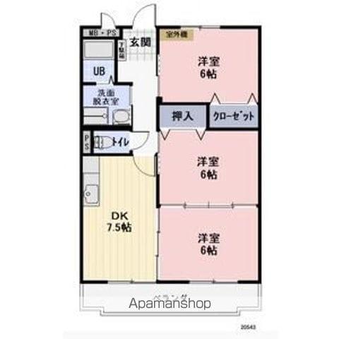 クリスタル萬月(3DK/1階)の間取り写真