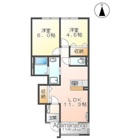 ボヌールⅡ(2LDK/1階)の間取り写真