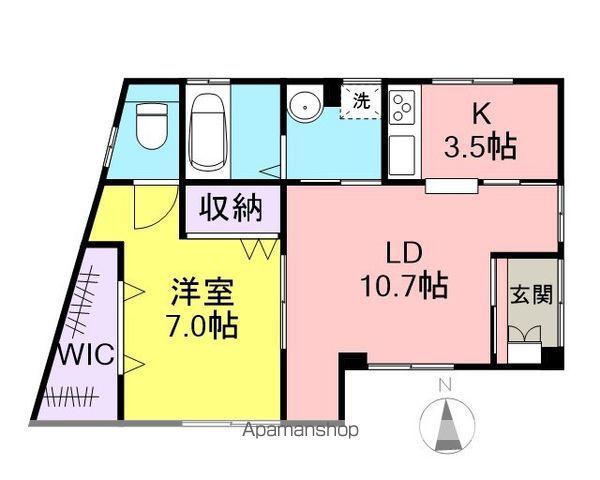 フィオレ森合(1LDK/1階)の間取り写真