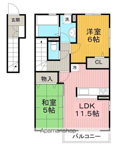 リバーサイド響(2LDK/2階)の間取り写真