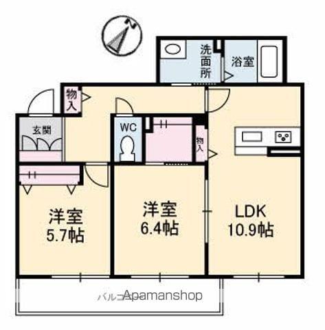 シャーメゾン宇多津 D棟(2LDK/3階)の間取り写真
