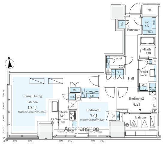 パークコート ザ・三番町ハウス(2LDK/3階)の間取り写真