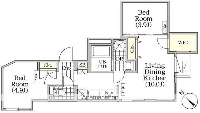BRICK RESIDENCE 目黒本町(2LDK/2階)の間取り写真