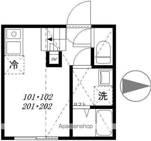 YET鎌倉(ワンルーム/2階)の間取り写真